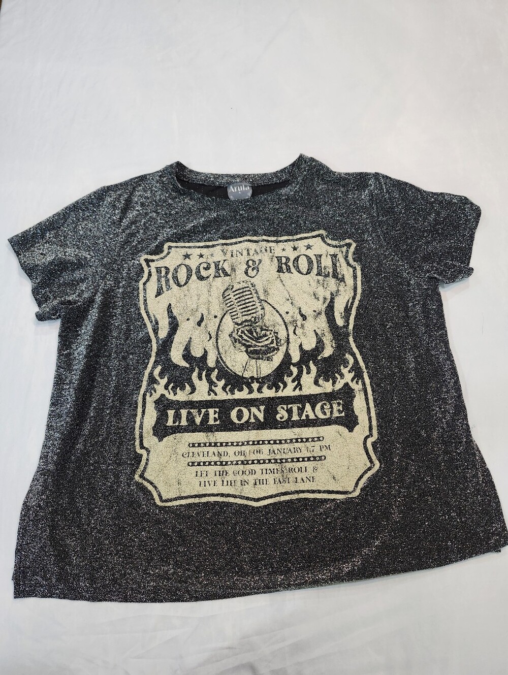Women's Arula Black metallic Plus Size Rocker Tee